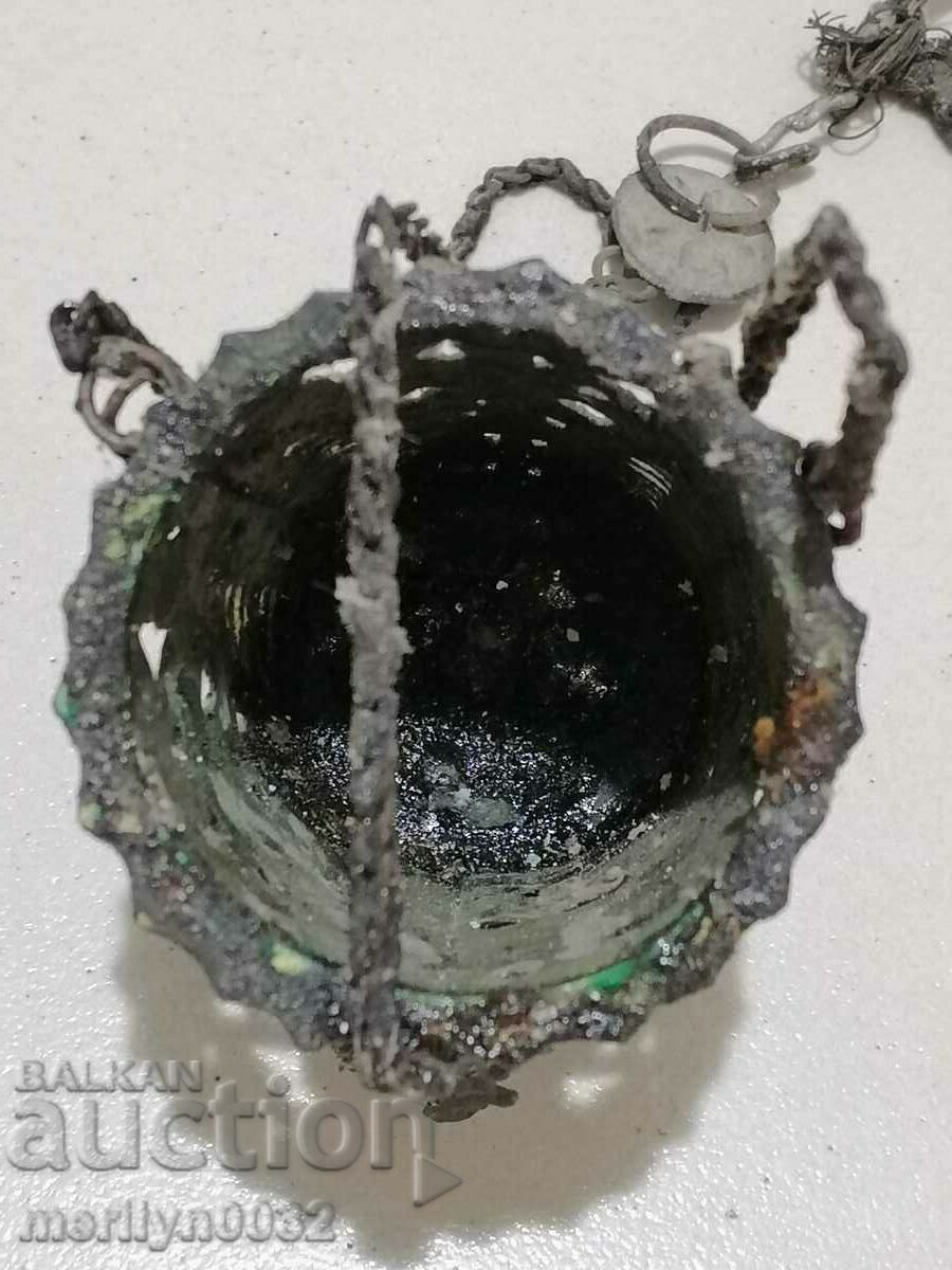 Old bronze oil lamp, icon, religion, cross - 5 Old bronze oil lamp, icon, religion, cross - 5