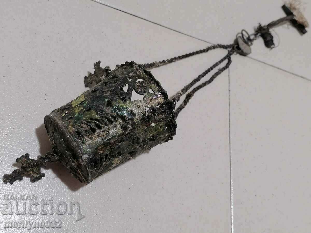 Old bronze oil lamp, icon, religion, cross - 6 Old bronze oil lamp, icon, religion, cross - 6