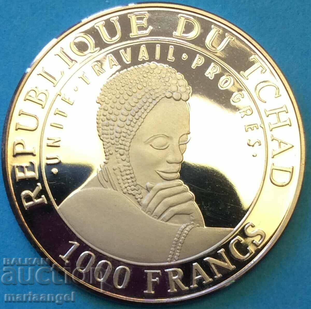 Ciad 1999 1000 Franci UNC PROOF 15g Argint