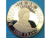 Чад 1999 1000 франка UNC PROOF 15 г сребро