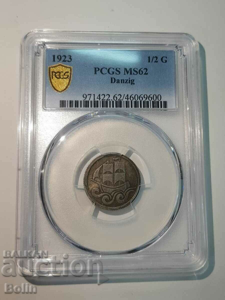 Σπάνιο ασημένιο νόμισμα MS 64 PCGS-DANZIG - 6