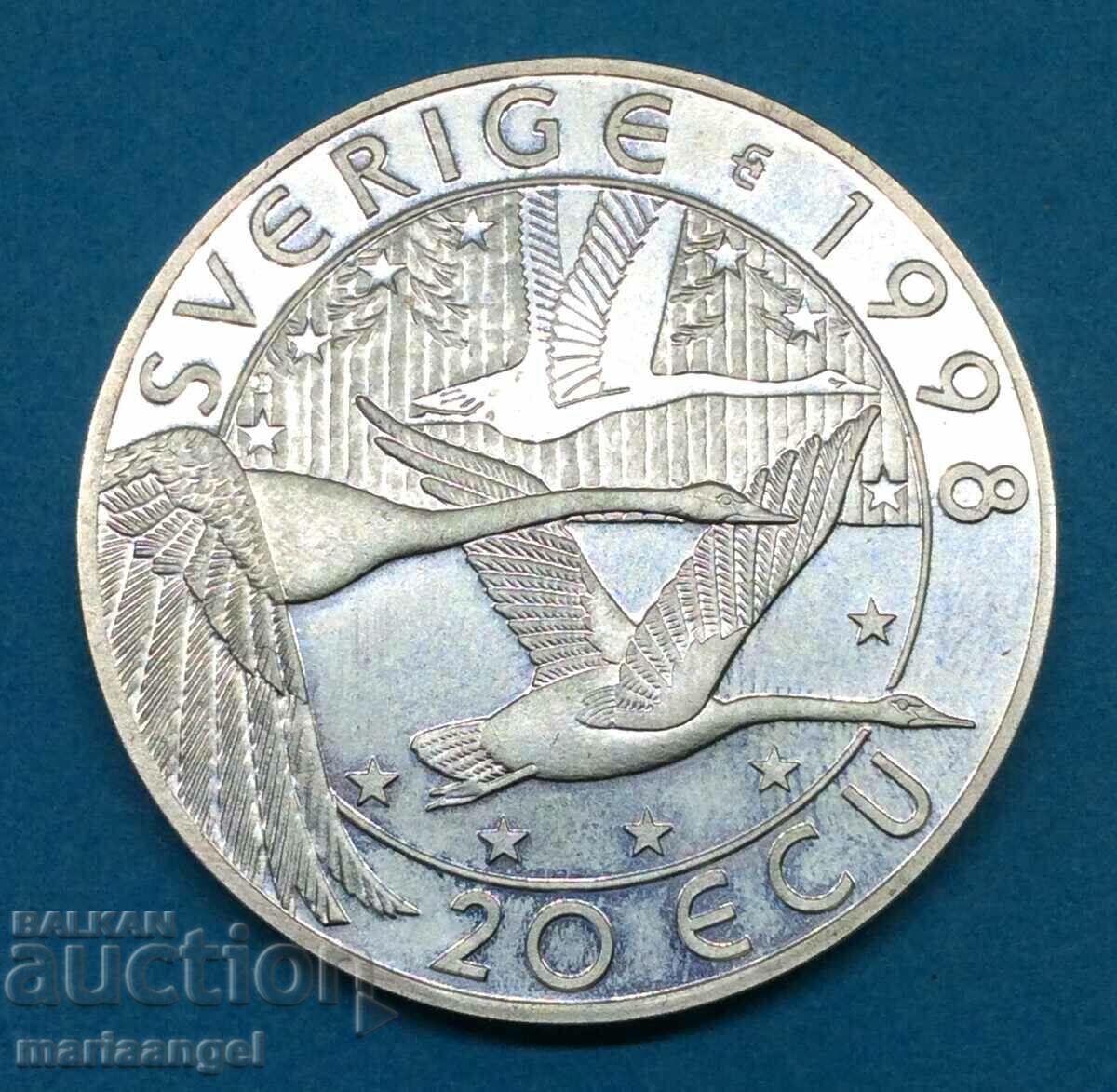 20 ECU 1998 Sweden Adolf Gustav II 26.93g silver PROOF