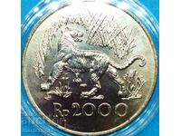 2000 рупии 1974 Индонезия 30г сребро UNC капсула