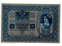 Austria 1000 Korana roșu Supraprint 1902 1919 Pick 61 Ref 8730