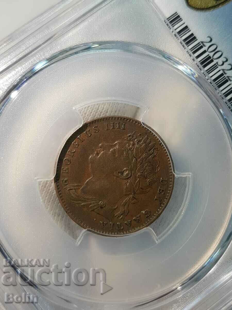 Δημοπρασία Σπάνιο αγγλικό νόμισμα 1/4 D 1825 AU 53 PCGS