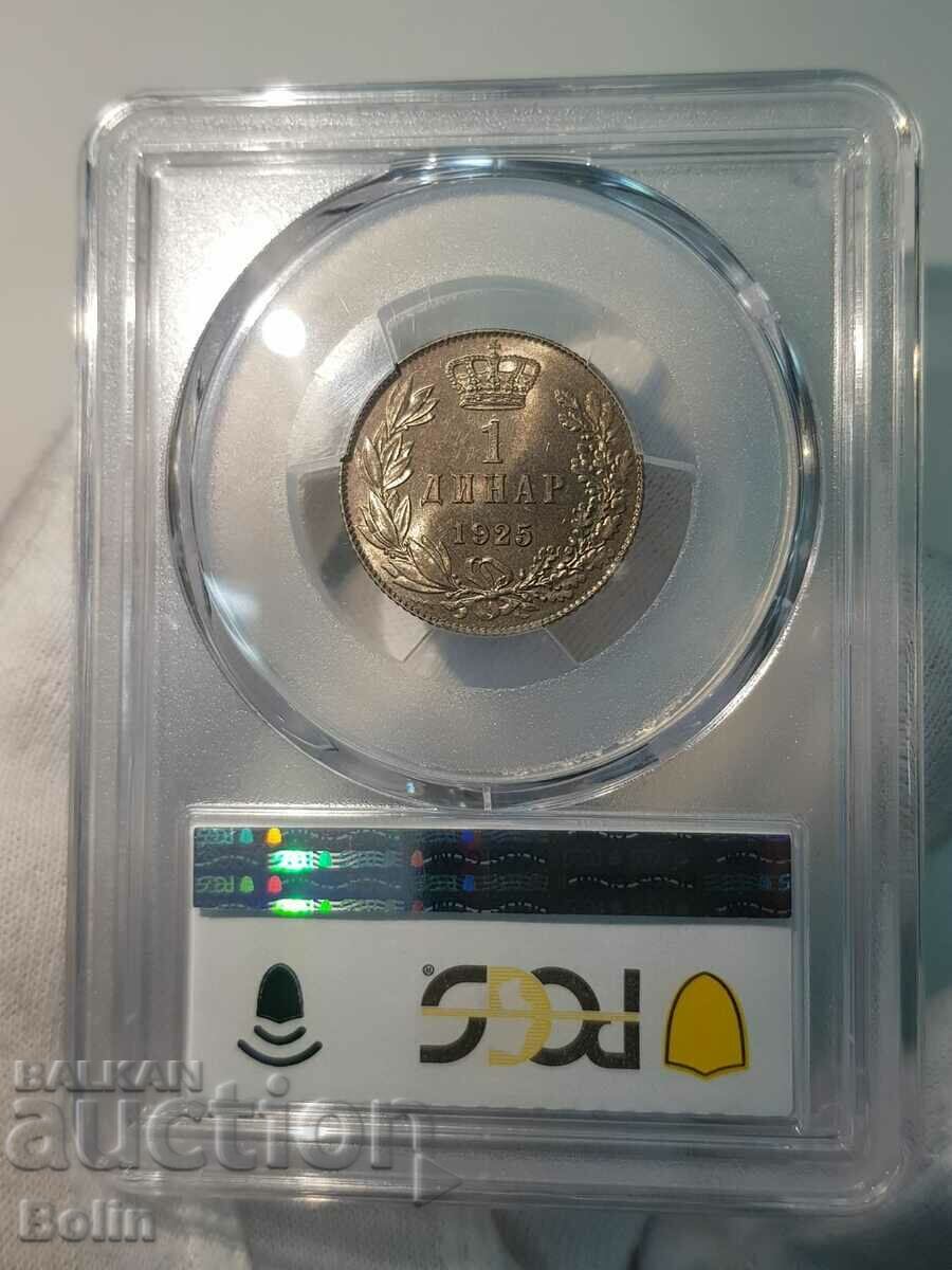 Rare Yugoslavian Coin 1 Dinar 1925 MS 64 PCGS - 5 Rare Yugoslavian Coin 1 Dinar 1925 MS 64 PCGS - 5
