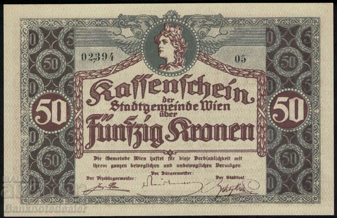 Austria Vienna 50 Krone 1918 Pick UNL Ref 2394