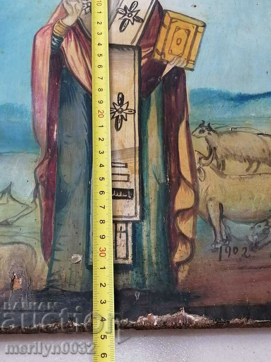Auction Painted icon Saint Modest 1902 ORIGINAL cross painting Auction Painted icon Saint Modest 1902 ORIGINAL cross painting