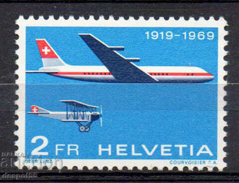 1969. Швейцария. 50 години Flugpost.