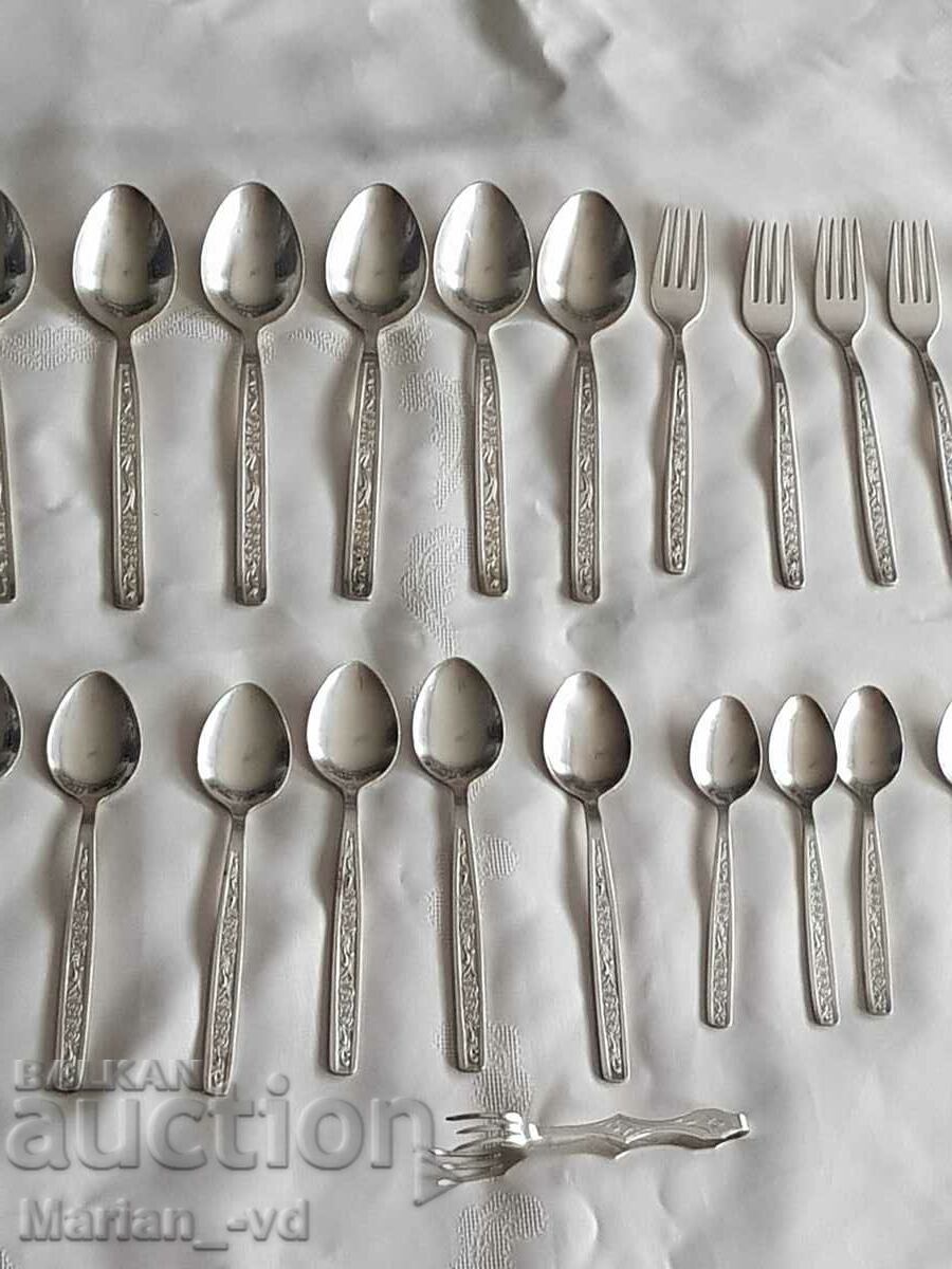 Set of Russian silver-plated utensils with price 180.00 BGN | € 92.03 Set of Russian silver-plated utensils with price 180.00 BGN | € 92.03