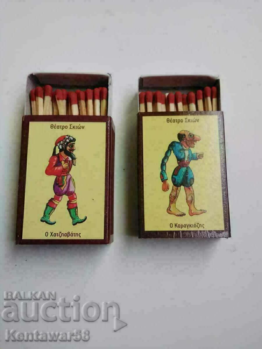 2 pieces of Greek matches for collection. 2 pieces of Greek matches for collection.