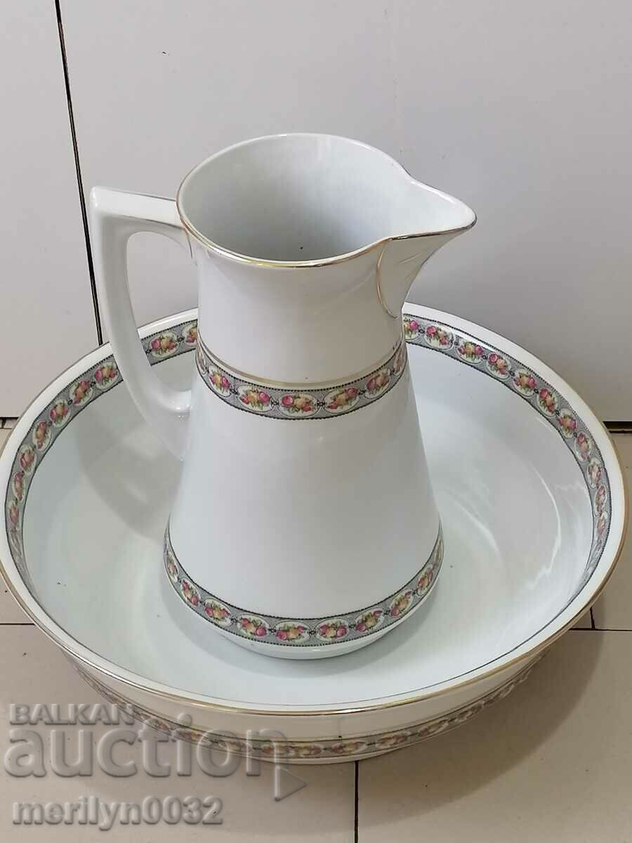Antique porcelain jug with wash basin 1930s with price 175.00 BGN | € 89.48