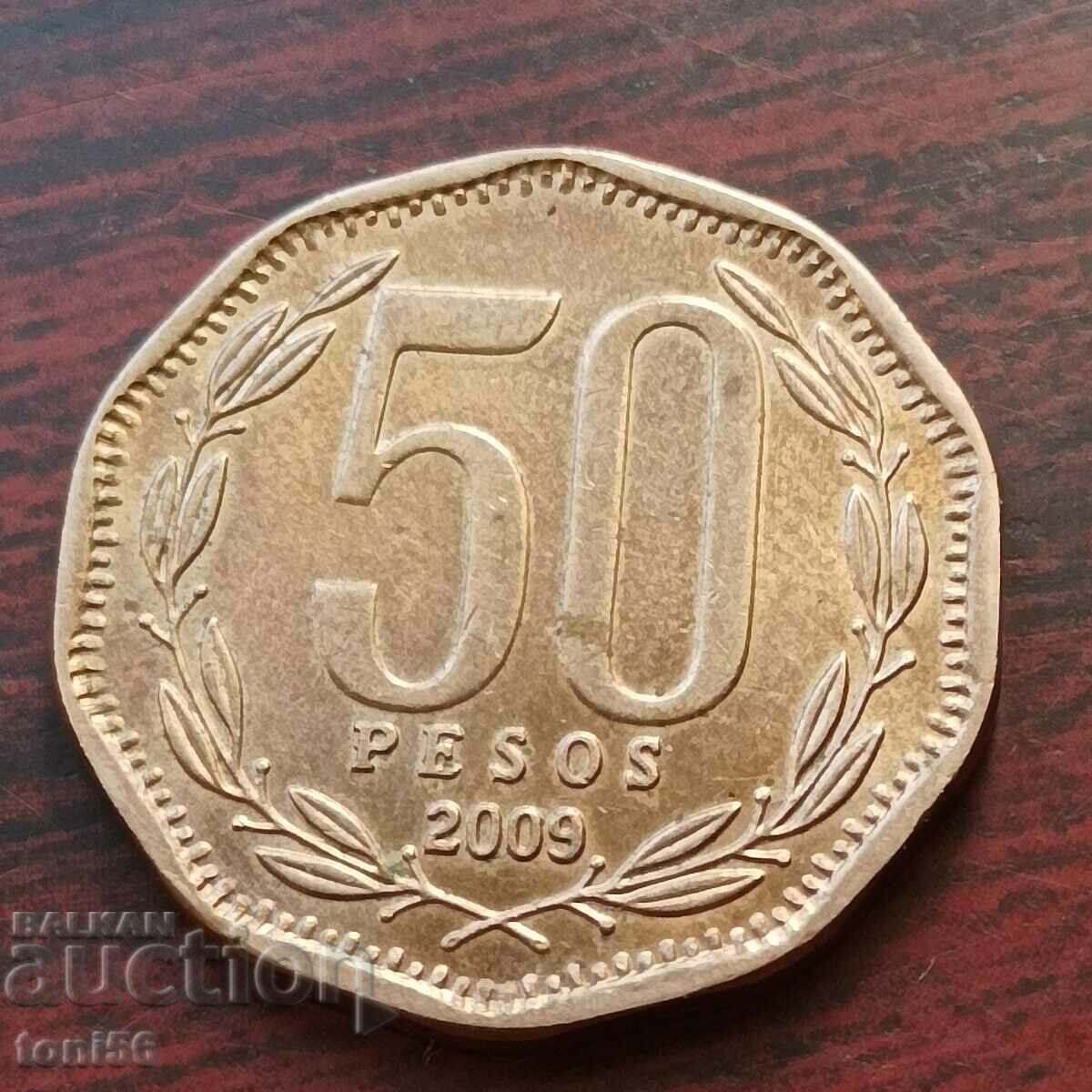 Chile 50 pesos 2009 - see description