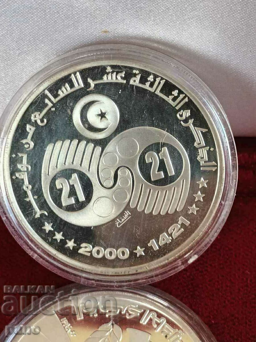 DOUA FOARTE RARE MONEDE DE ARGINT DE 10 DINARI TUNISIA DE 38 DE GRAME