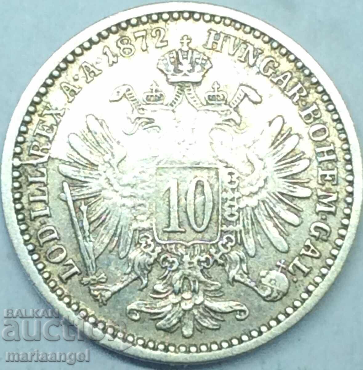 Austria 10 Kreuzer 1872 imp. Franz Joseph silver