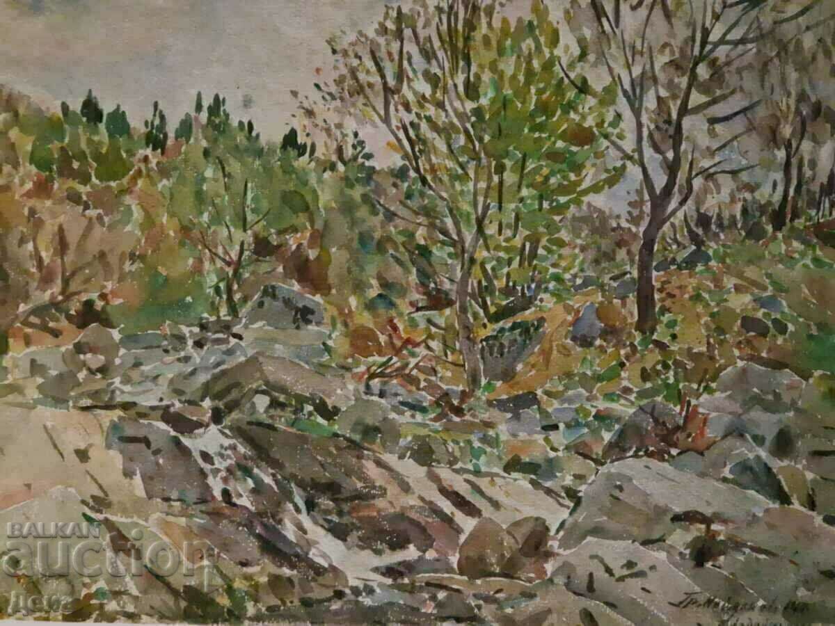 Auction  Grigor Naydenov watercolor 1960.