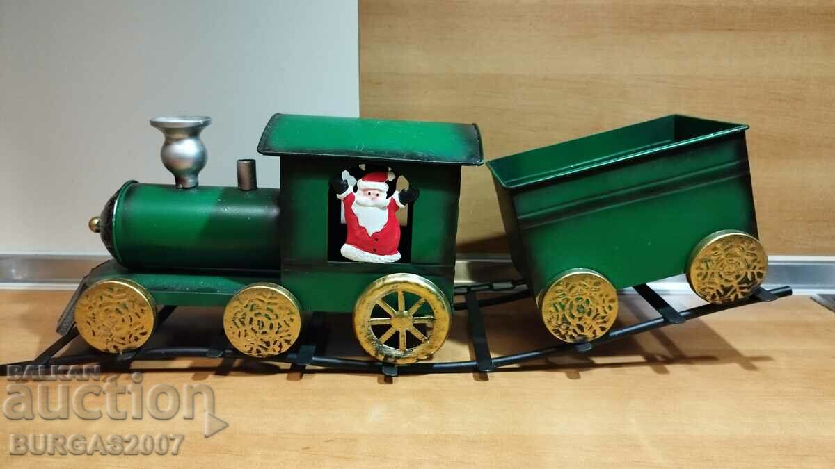 Tinplate Christmas train, unused