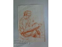 Desen om cu ochelari, desen creion 29x21 cm.