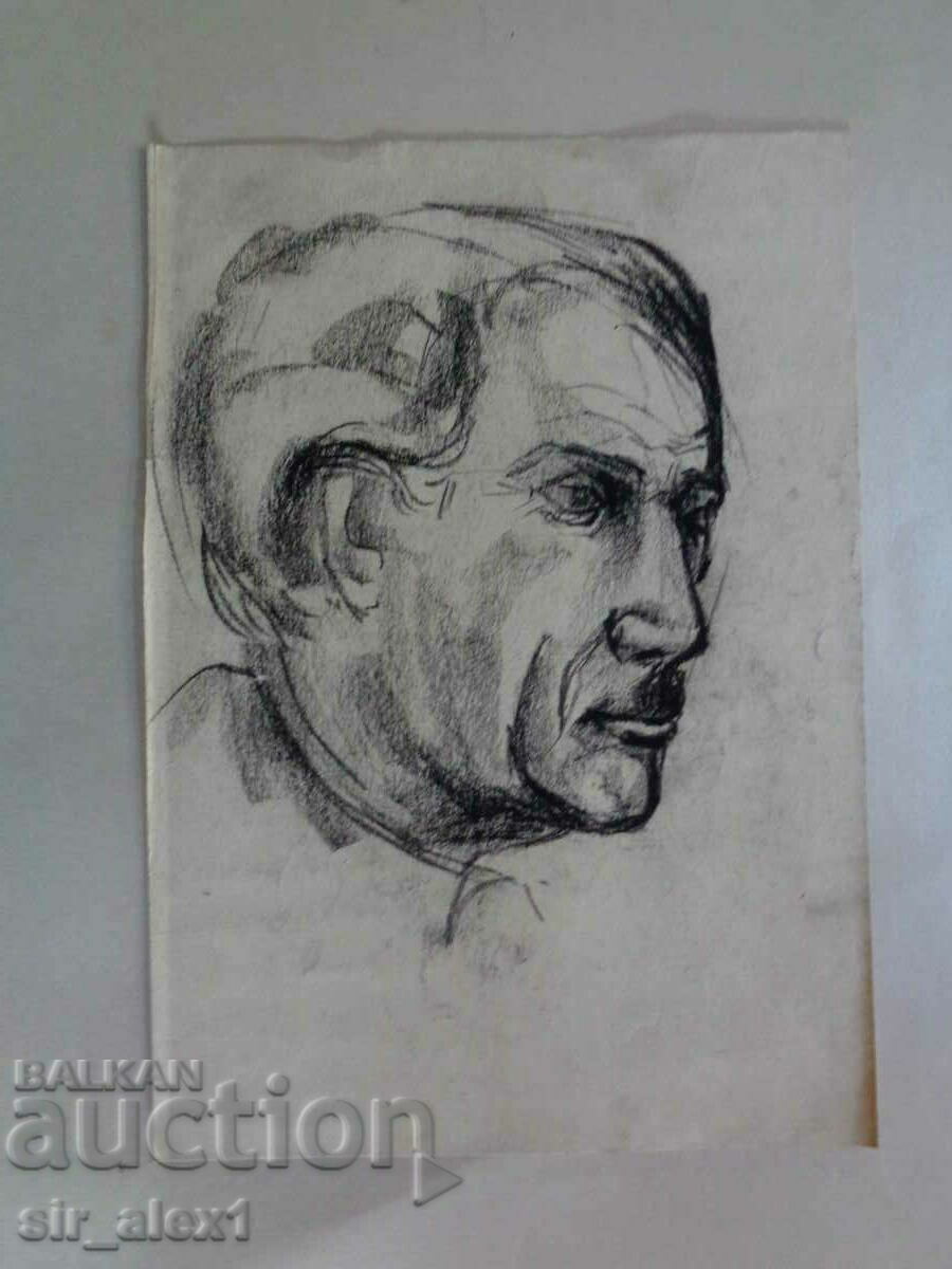 Portret de bărbat - desen cu cărbune 29x21 cm.
