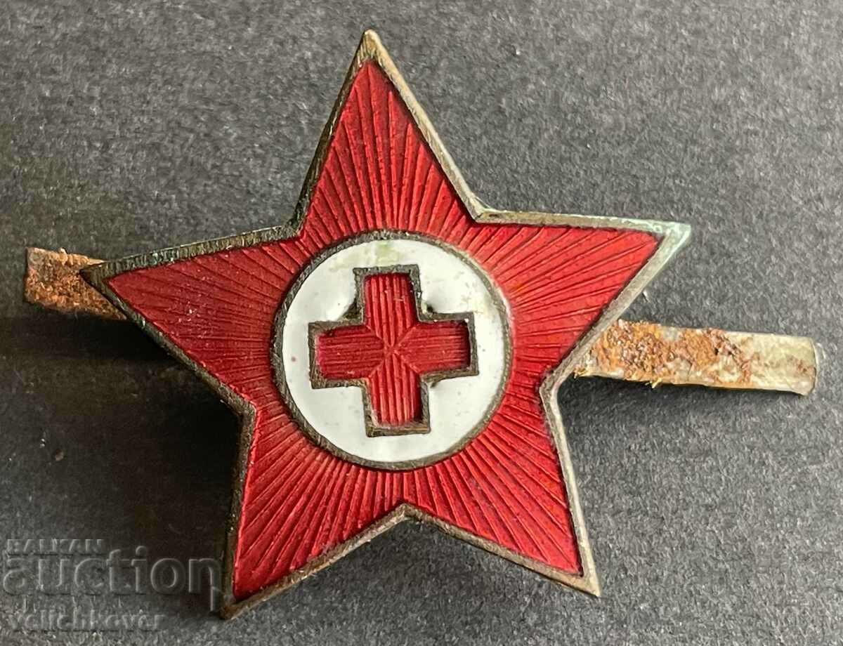 35512 България кокарда Червен кръст БЧК  емайл 50-те г.