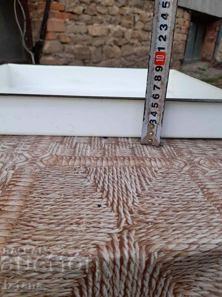 Old enameled tray, pan with price 80.00 BGN | € 40.90 Old enameled tray, pan with price 80.00 BGN | € 40.90