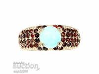 INELE UNIC DIN ARGINT CU LARIMAR ȘI GRANATE NATURALE