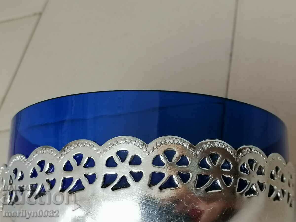 Delivery of Candy box glass cobalt and metal service sugar bowl USSR Delivery of Candy box glass cobalt and metal service sugar bowl USSR