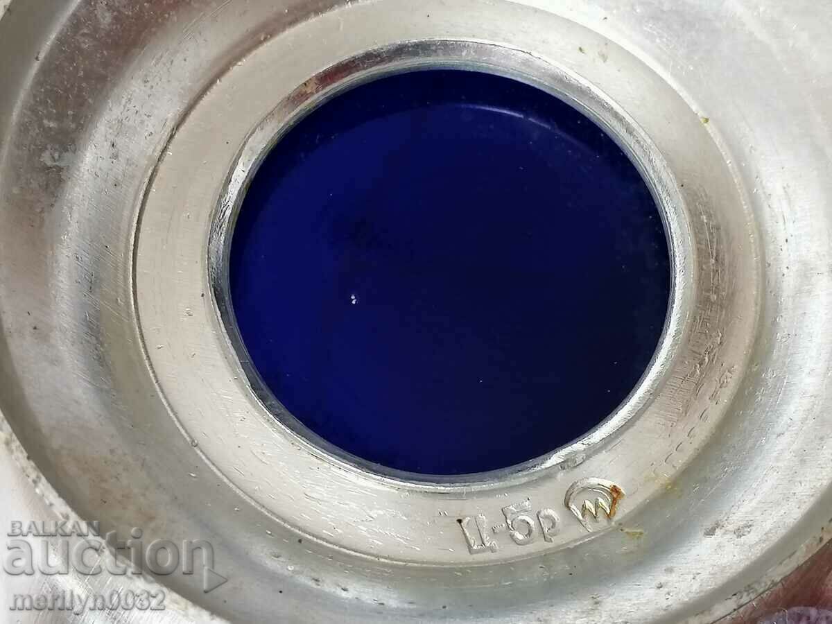 Candy box glass cobalt and metal service sugar bowl USSR - 5 Candy box glass cobalt and metal service sugar bowl USSR - 5