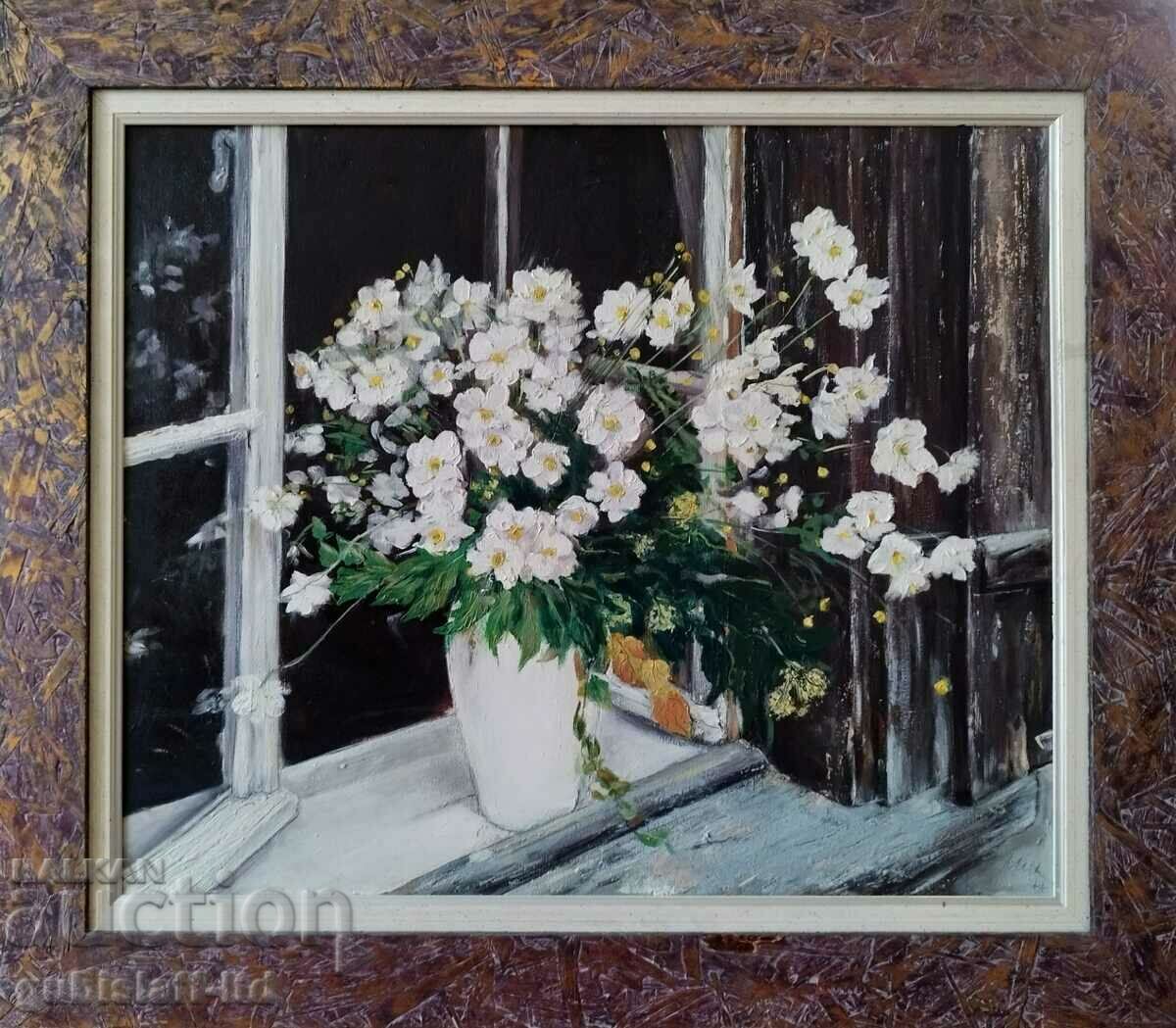 Painting "Vase with flowers", Bulgarian author, 1997