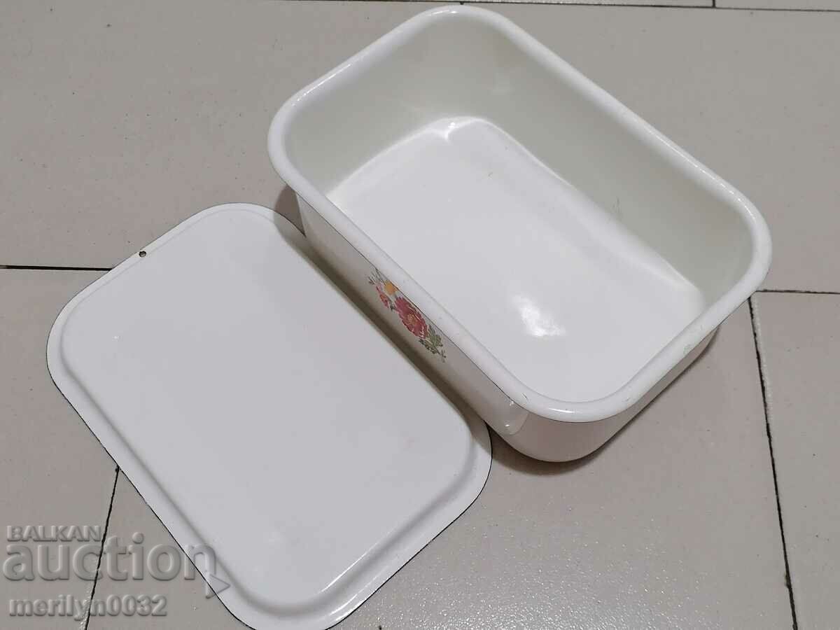Old enameled food box, enamel bowl, pot - 5 Old enameled food box, enamel bowl, pot - 5