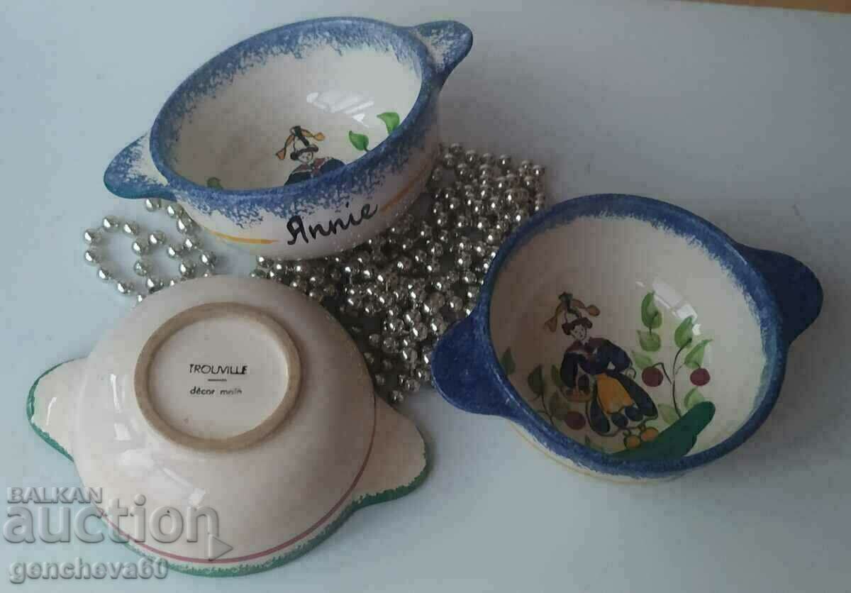 Painted bowls with names, handles signed ceramics - 5