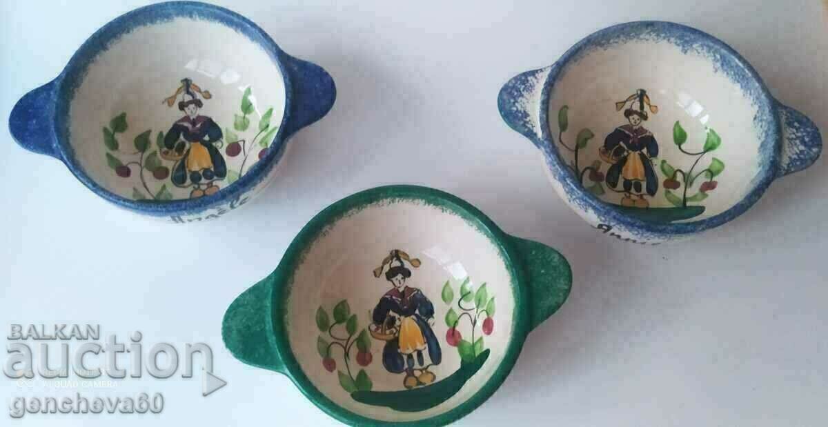 Painted bowls with names, handles signed ceramics - 7 Painted bowls with names, handles signed ceramics - 7