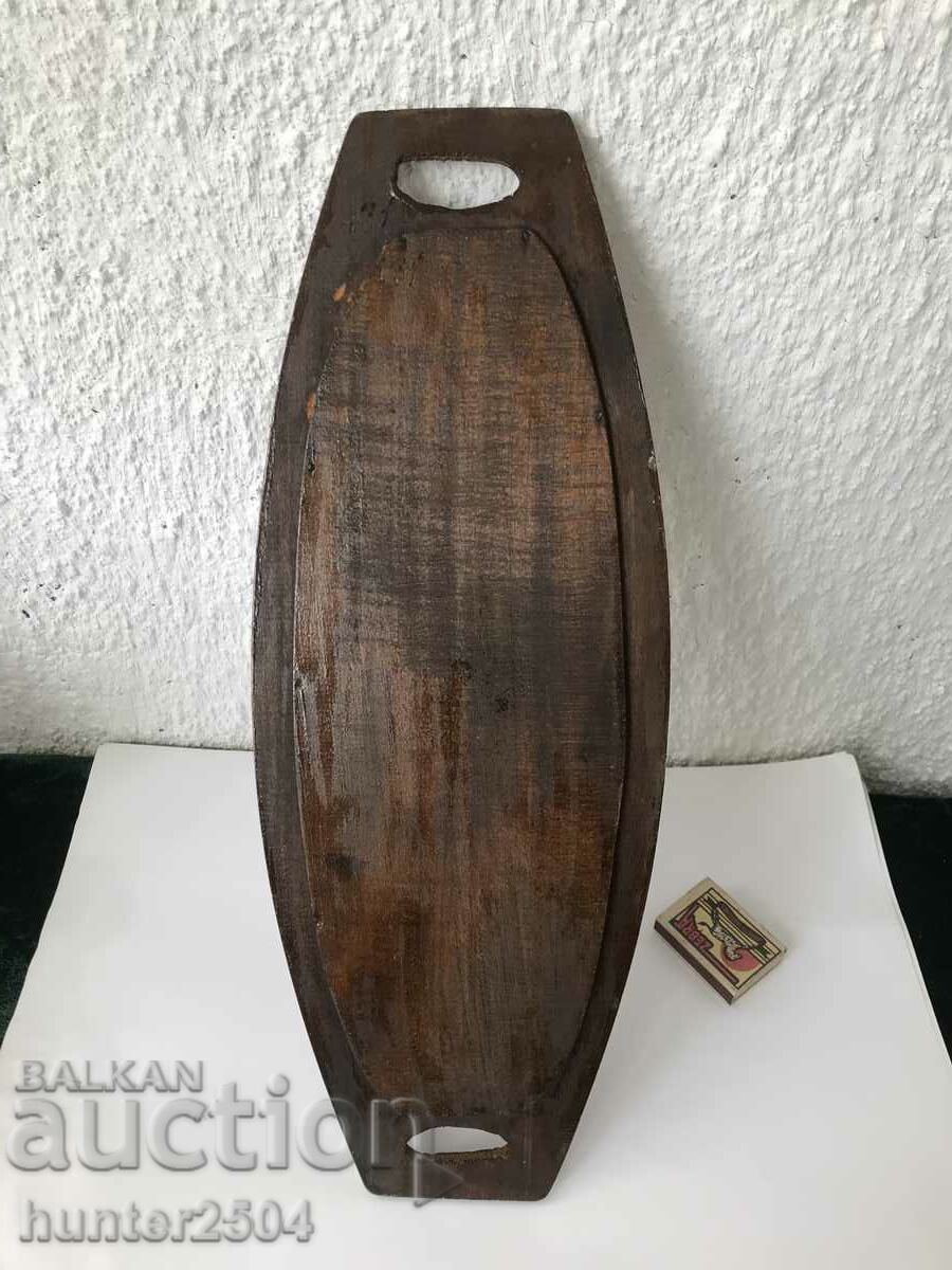 Auction  Pyrography tray, with glass, 41/15 cm