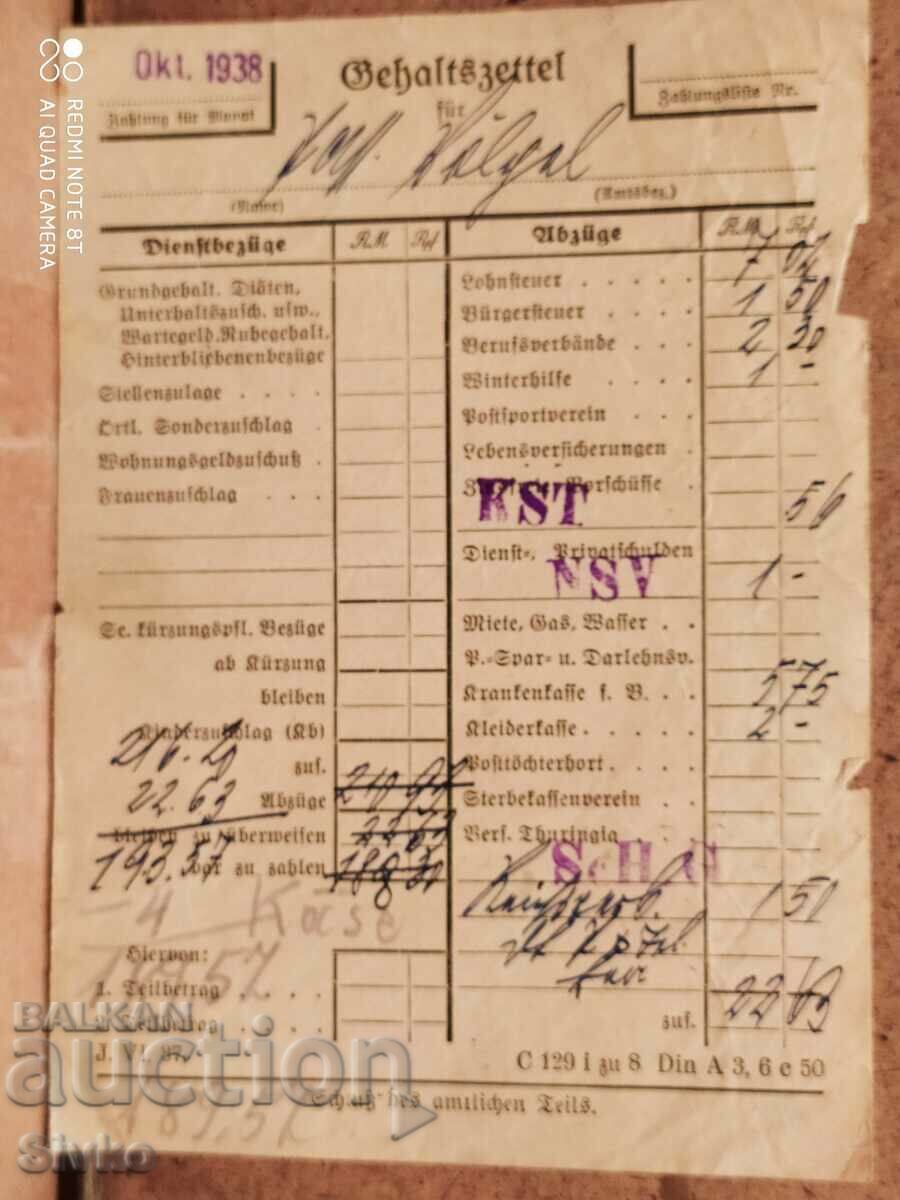 German Merchandise Document Third Reich 1938 German Merchandise Document Third Reich 1938