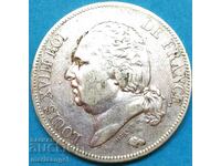 5 франка 1819 Франция В - Roen Луи XVIII сребро