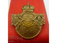 SWEDEN-WW2-NUMBERED OLD PATRIOTIC BADGE-BRONZE