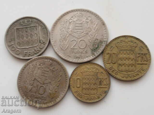 лот от 10 различни монети Монако 1943-1956