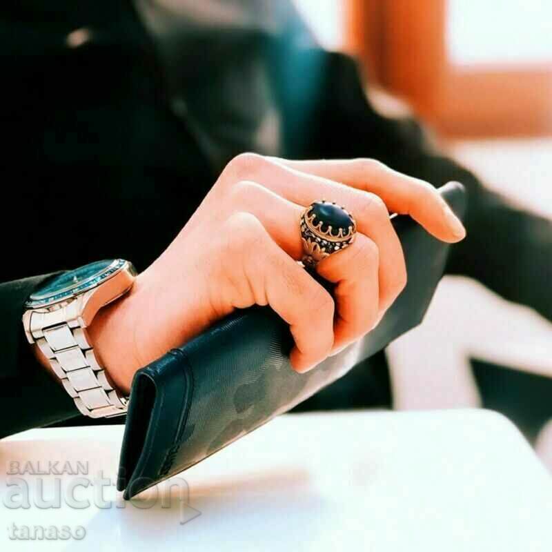 Ανδρικό δαχτυλίδι με μπλε τοπάζι με τιμή 28.00 BGN | € 14.32