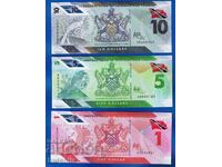 Trinidad și Tobago, polimer de 1 USD, 5 USD, 10 USD.
