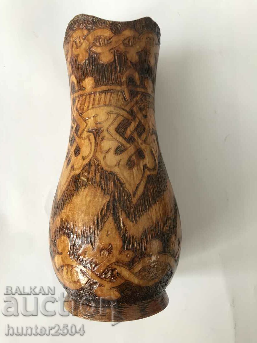 Vase-15 cm, pyrography with price 11.95 BGN | € 6.11 Vase-15 cm, pyrography with price 11.95 BGN | € 6.11