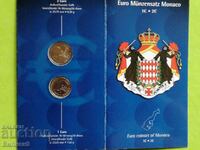 Σετ 1 + 2 Euro 2001 Monaco σε φάκελο Unc
