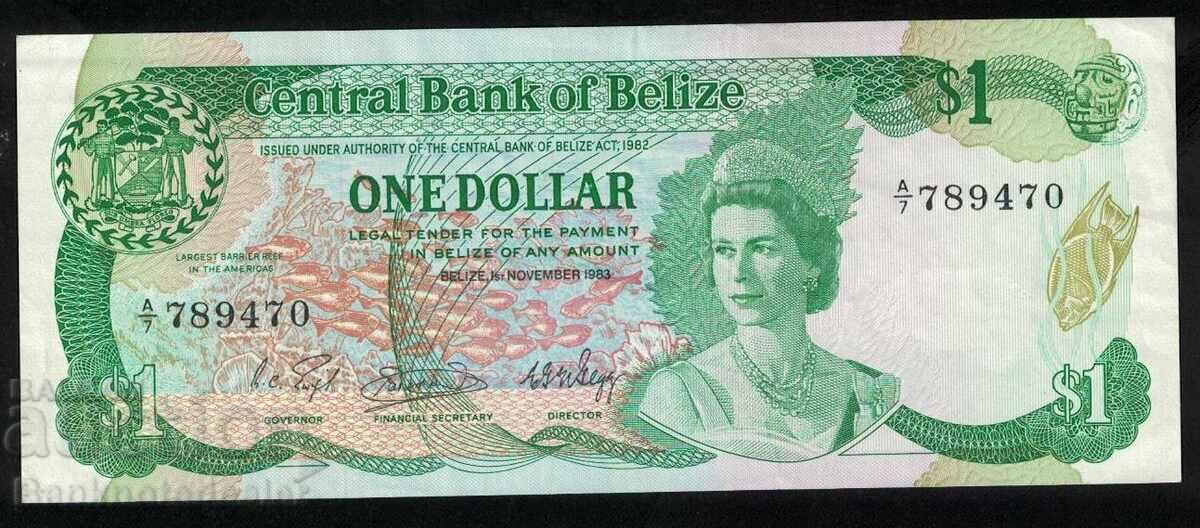 Belize 1 Dollar 1983 Pick 43 aUnc  A/7 Ref 9470