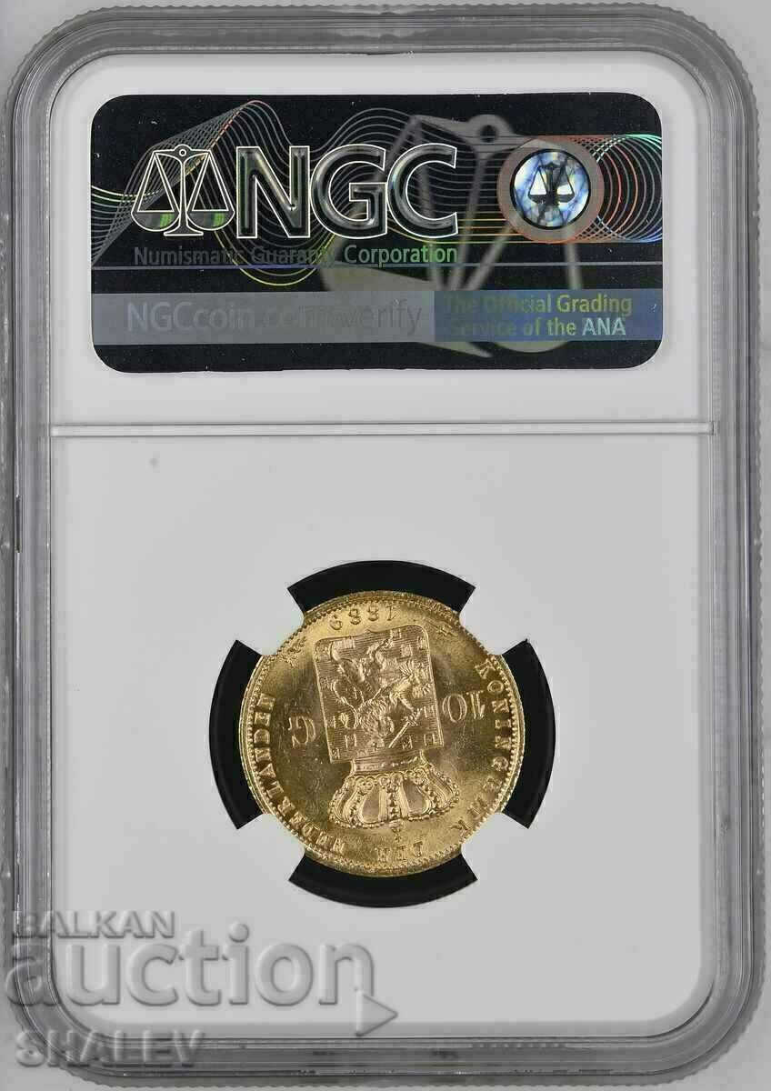 Παράδοση 10 Gulden 1889 Ολλανδία - MS65 NGC (χρυσός) Παράδοση 10 Gulden 1889 Ολλανδία - MS65 NGC (χρυσός)