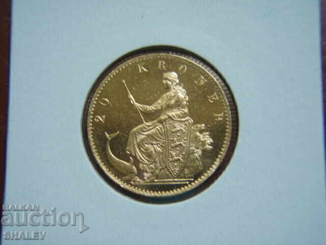 Licitație 20 Coroane 1876 Danemarca (20 kroni Daniya) - AU/Unc (zlato)
