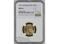10 Gulden 1897 Olanda - MS65 NGC (aur)