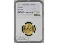 100 lire 1933-1934 Vaticana - NGC MS65+ (aur)