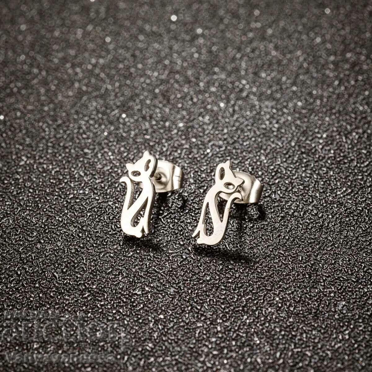 Earrings Kitten in silver accessories medical steel