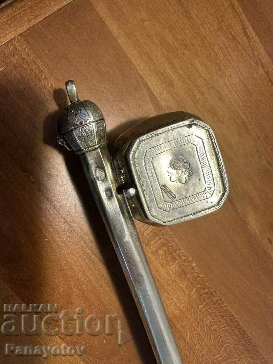 Auction  OTTOMAN SILVER DIVIT TUGRA INK POT WITH PASHA'S SCARY