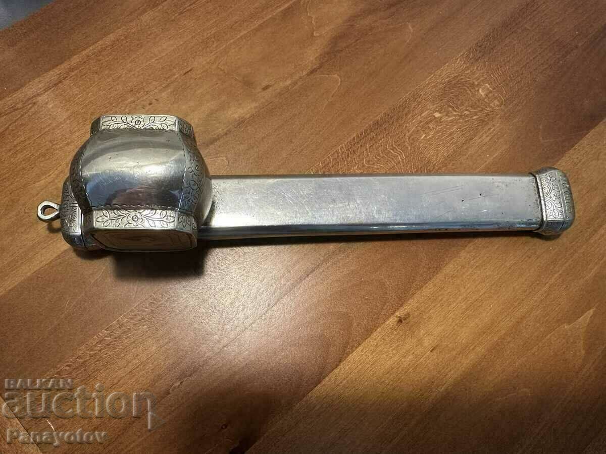 OTTOMAN SILVER DIVIT TUGRA INK POT WITH PASHA'S SCARY - 6