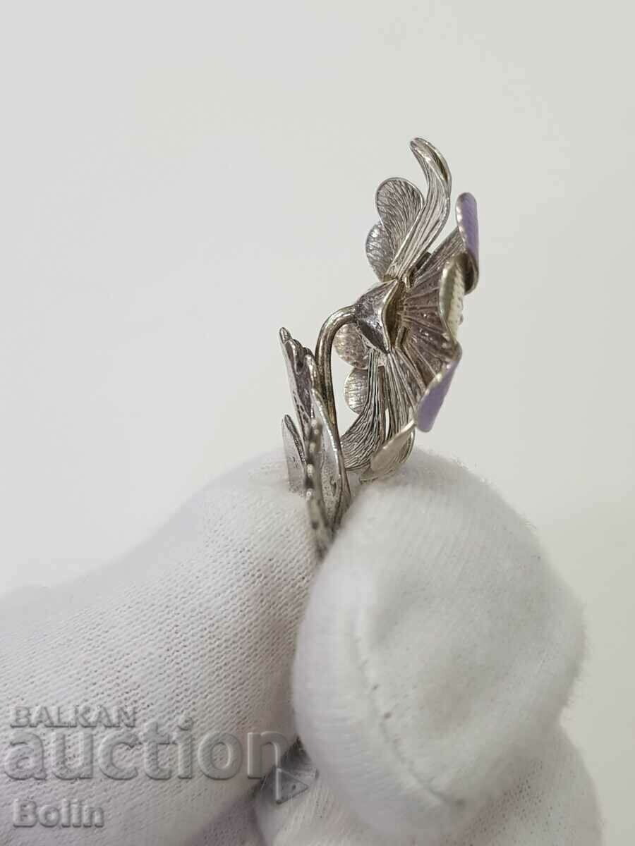 Delivery of Beautiful silver flower with enamel - 925 - Italy Delivery of Beautiful silver flower with enamel - 925 - Italy